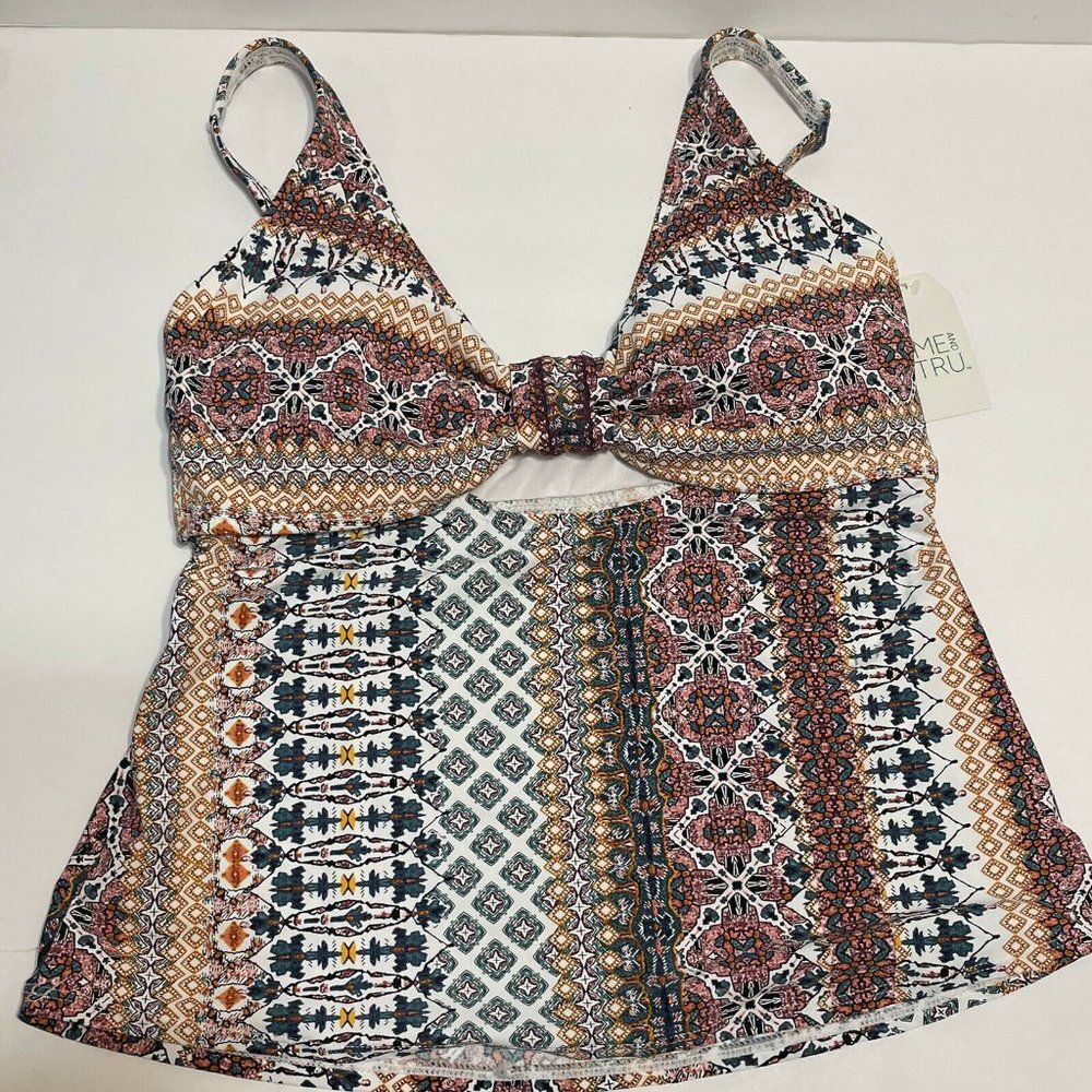 NWT Time and Tru womens sz small swim suit BIKINI top geometric Tank Top
